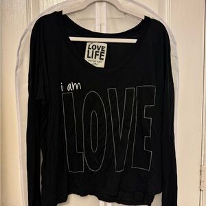 GUC Peace Love World Black Long Sleeve Tee size L